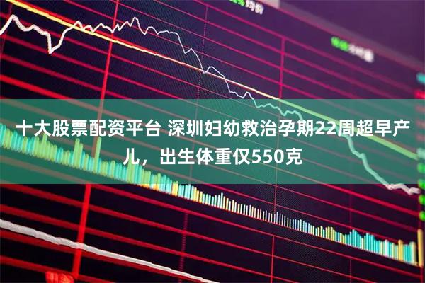 十大股票配资平台 深圳妇幼救治孕期22周超早产儿，出生体重仅550克